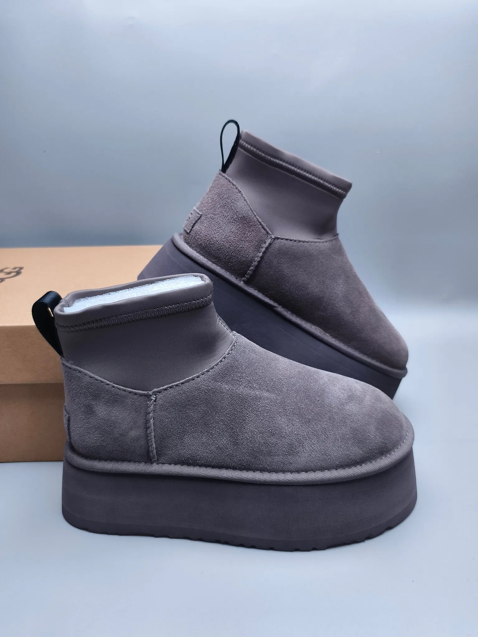 💰480 UGG sheepskin all-in-one snow boots 8170 Thick-soled elastic low-cut casual style Color: maroon black gray Size: 35-41